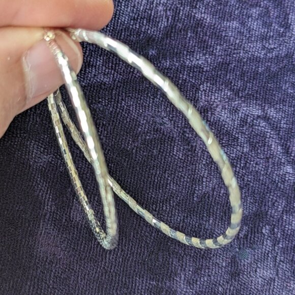 Vintage 925 Sterling Silver Large Hoop Earrings - Picture 7 of 7